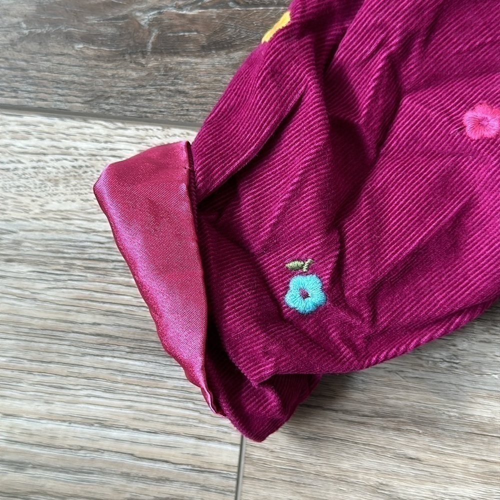 babyGap jacket size 4 toddler cranberry colored lined floral design - Picture 3 of 10